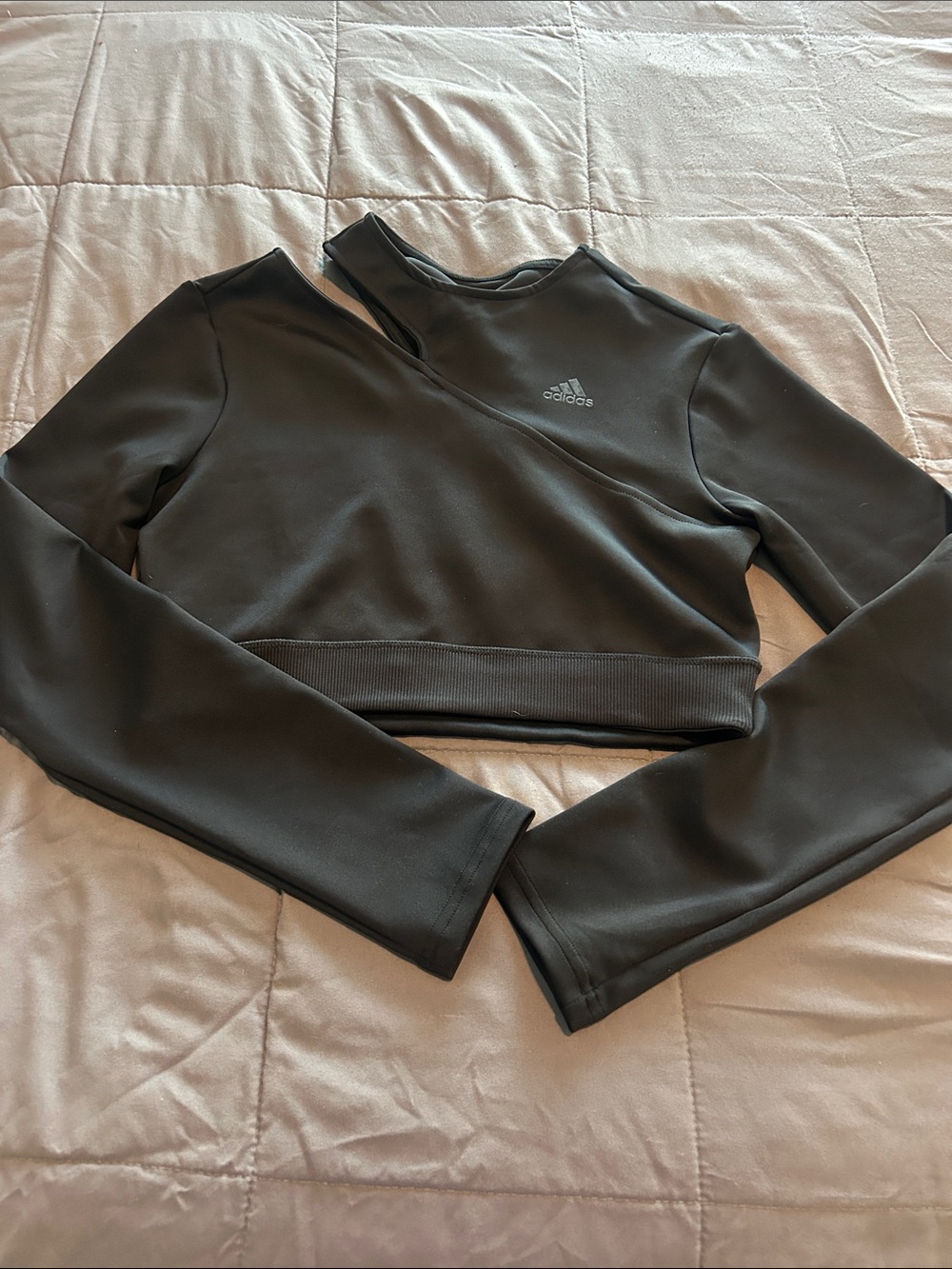 Adidas Black Cropped Crewneck Long Sleeve Top